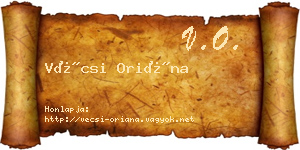 Vécsi Oriána névjegykártya